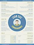 Modern resume curriculum vitae cv design with photo and name in center