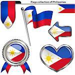 Vector glossy icons of flag of Philippines on white