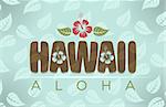 Vector illustration of Hawaii and aloha word with tropical hibiscus flowers