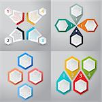Abstract infographics background design with 4 option hexagon elements