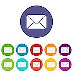 Mail web flat icon in different colors. Vector Illustration