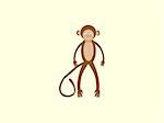 Brown monkey with a long tail in the style of children. Funny animal stands upright smiling prankster Joker the symbol of the year 2016 Eastern calendar