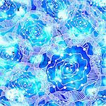 Seamless watercolor blue Roses Pattern. Vector, EPS 10