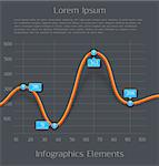 Modern orange 3d business diagram graph infographic elements. Vector illustration