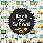 Back to School Background. Flat Style Vector Illustration for Science Education and Knowledge Promotion Template. Colorful School Tools and Instruments Objects for Advertising