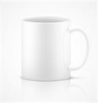 White 3d photorealistic ceramic cup on white background. Vector illustration