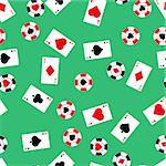 Vector seamless pattern of playing card and casino chips