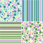 Set of clorful abstract geometric seamless patterns, in vector format