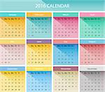 Simple 2016 year calendar in bright colors
