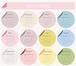 Simple 2016 year circle calendar in bright colors