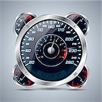 Cool shiny speedometer with rev counter and other instruments
