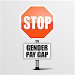 detailed illustration of a red stop Gender Pay Gap sign, eps10 vector