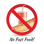 No Fast Food, Prohibition Sign. Vector Illusration