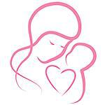 Pink motherly love concept isolated on a white. Vector illustration