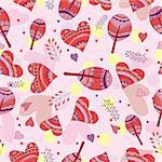 Seamless pattern of drawing doodle hearts - design for love card