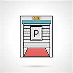 Flat color design vector icon for parking gate for restaurant or shop exterior on white background.