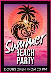 retro poster with advertising the summer beach party