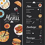 restaurant food menu design with chalkboard