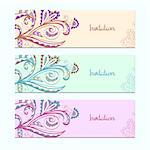 Set of 3 invitation cards with floral ornament. Vector illustration eps 10.