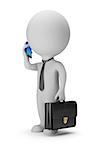 3d small people - businessman with phone. 3d image. White background.