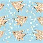 Seamless pattern with colorful cute cartoon fishes. Vector illustration