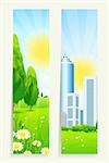 Two Cool Vertical Banners with Nature and City