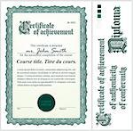 Green certificate. Template. Vertical. Additional design elements