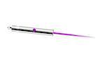 Laser pointer with purple light on white background