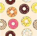 vector illustration of colorful seamless donut background
