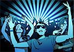 Dancing People on Disco Party - Illustration, Vector