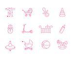 Simple contour icons on the theme of children, babes