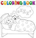 Coloring book sleeping child theme 1 - eps10 vector illustration.