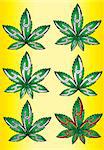 cannabis marijuana ganja green leaf symbol design stamps