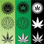 cannabis marijuana ganja green leaf symbol design stamps