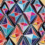 bright seamless abstract pattern of polygons on a black background