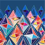 bright seamless abstract pattern of polygons on a blue backgroun