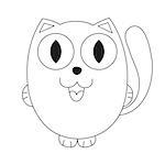Cute cartoon kitty, vector illustration of funny fatty cat, coloring book page for children