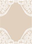 Wedding invitation or greeting card with lace border on beige background