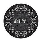 Natural - banner. Hand-sketched herbal elements on chalkboard background.