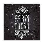 Hand-sketched typographic element. Farm fresh - product label on chalkboard. Suitable for ads, signboards, packaging and identity and web designs.