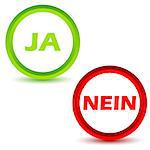 Yes no icons set on a white background. German. Vector illustration