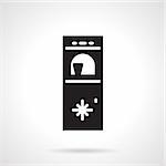 Black silhouette vector icon for water cooler with freezer section on white background.