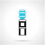 Flat black and blue design vector icon for water dispenser machine on white background.