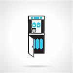 Flat black and blue design vector icon for water cooler with filter on white background.