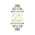 Hand-sketched typographic element. Pure organic - product label on white background. Suitable for ads, signboards, packaging and identity and web designs.