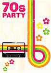 Retro Poster - 70s Party Flyer With Audio Cassette Tape