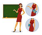 Vector illustration of Female teacher with blackboard