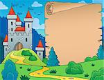 Castle and parchment theme image - eps10 vector illustration.