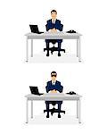 Vector illustration of a office worker at workplace