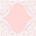 Wedding invitation or greeting card with lace border on pink background